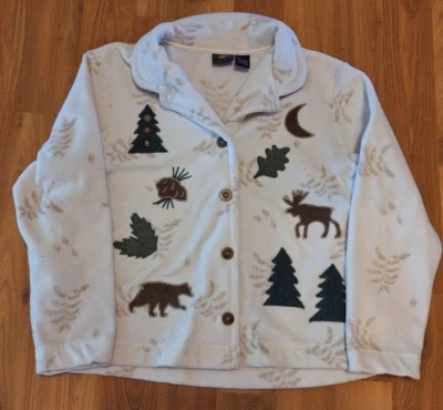 De colección Route 66 Cómodo Polar Oso Alce Botón Mujer’s Lg Foto 1 de 4