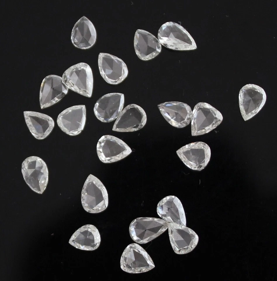Natural White Diamond Rose Cut Pear, Earth Mined Diamond I-Color, VS2 clarity, - Image 1 of 4