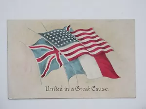 “United in a Great Cause” Vintage Patriotic Flags Postcard - Picture 1 of 2