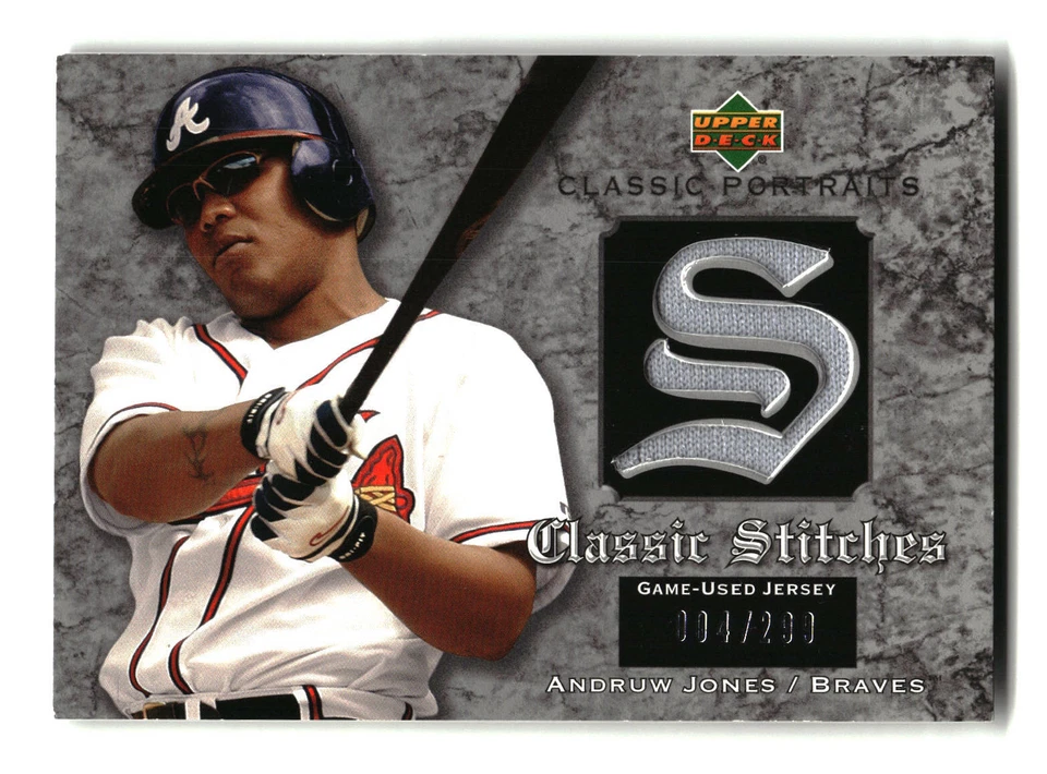 Andruw Jones 2003 Upper Deck Classic Portraits Stitches GJ-AJ /299 Braves - Image 1 of 2