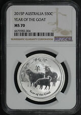 2015-P Australia 50C Silver Year Of The Goat 1/2 oz NGC MS-70