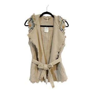 Free People Canvas Utility-Weste mit Kapuze Jacke Taille binden neu mit Etikett Gr. S aztekischer Besatz - Bild 1 von 10