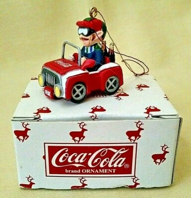COKE ORNAMENT 1997 CAVANAGH'S SOCIETY MINI ELF CAR COCA COLA BOTTLES CHRISTMAS* - Image 1 of 4