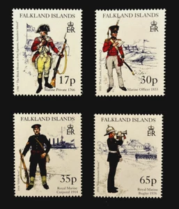 Falkland Islands: 1998 Royal Marine Uniforms, MNH set - Picture 1 of 1