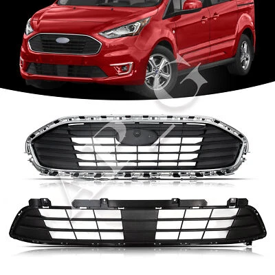 2019-2021 Ford Transit Connect Front Upper & Lower Grille W/ Chrome Molding Trim - Image 1 of 4