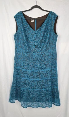 Vestido de fiesta Anne Klein talla grande retrato collar encaje columpio talla 16W cuello en V  Foto 1 de 4