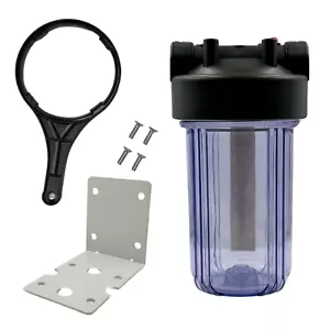 Carcasa de filtro de agua Jumbo de 10" - Unidad transparente de 10" x 4,5" con puertos BSP de 1" BIg azul - Imagen 1 de 2