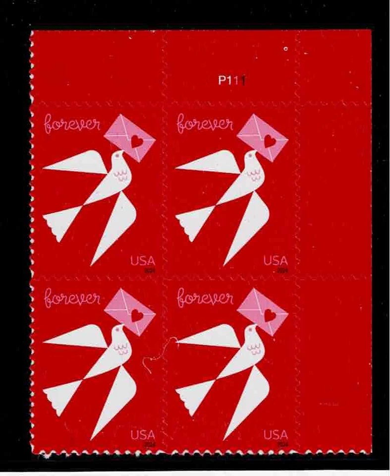 US Scott #5826, Plate Block #P111 2024 Love VF MNH - Image 1 of 1