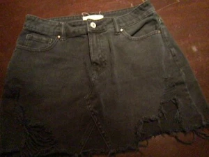 Pacsun black jean mini skirt destressed womens 26 - Picture 1 of 2