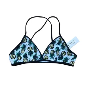 Milly Cabana Pineapple Print Cross Back Bikini Top Womens Medium Multicolor NWT - Picture 1 of 3
