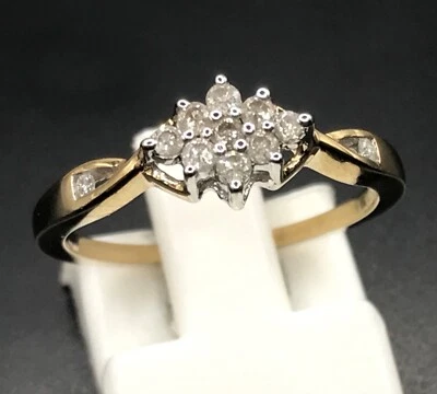 Diamond cluster ring solid 9ct gold. Birmingham hallmark, UK size M. - Image 1 of 4
