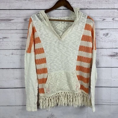 Miss Me Sweater Womens Medium Orange Tassel Western Rodeo Cowgirl Crochet - Image 1 of 4