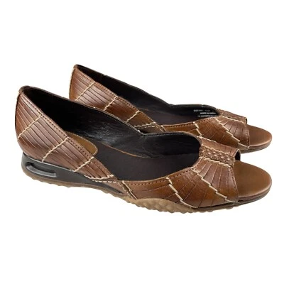 Sandalias para mujer Cole Haan Air Bria Huarache 7AA cuero estrecho marrón punta abierta Foto 1 de 4