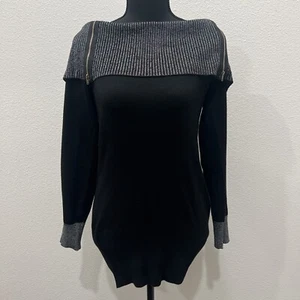 VENUS OFF SHOULDER WOMENS KNIT SWEATER W METALLIC COLLAR HOLIDAY PARTY SZ M - Picture 1 of 7