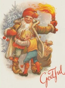 Weihnachts- AK, DER WEIHNACHTSMANN MIT FACKEL ,Schweden - Bild 1 von 1