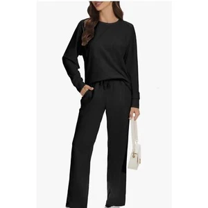 2 Piece Lounge Sets SIZE SMALL Black - Picture 1 of 5