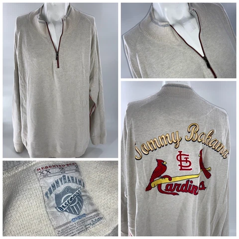 St. Louis Cardinals Tommy Bahama Pullover 3XL Big Beige Cotton ¼ Zip YGI F2-165 Cover