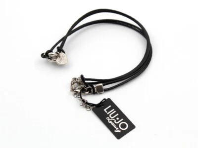 Collana Girocollo Liu Jo Caucciù Nero Cuore Argento Idea Regalo Promozione - Immagine 1 di 2