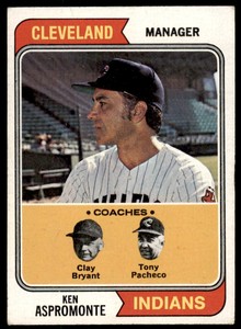 1974 Topps Ken Aspromonte/Clay Bryant/Tony Pacheco  VG-EX Cleveland Indians #521