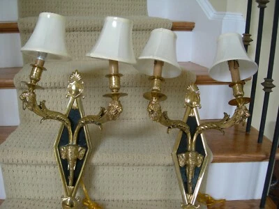 Apliques lámparas de pared con motivo de león elefante de dos brazos de latón pulido Maitland Smith Pr Foto 1 de 4