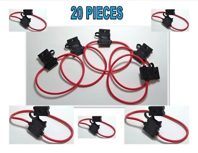 20 Pcs 10 Gauge ATC Heavy Duty Fuse Holder 12 Volt Automotive Wire Nippon - Image 1 of 3