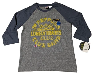 BEATLES SGT PEPPERS LONELY HEARTS CLUB BAND Boys Large Gray Raglan T-Shirt NEW - Picture 1 of 17
