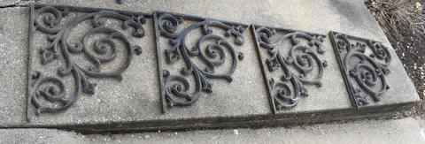 AWESOME Lot Victorian 21x21 Cast Iron Porch Corbels Architectural Salvage Cover