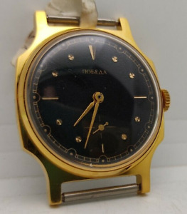 NOS POBEDA Black Dial Vintage USSR Mechanical men's watches.collectibles 