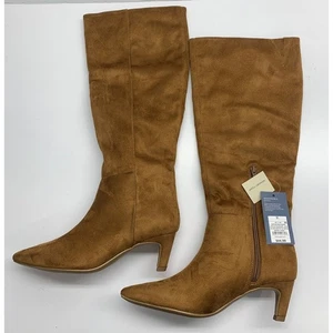 Botas de vestir altas de tacón de gatito Kendra imitación gamuza 7,5 - hilo universal regular $44 - Imagen 1 de 5