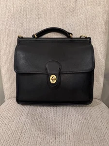 Bolso de mano de colección años 90 Y2K COACH WILLIS 9927 negro cuero bolso LIMPIO - Imagen 1 de 18