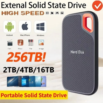 256TB Portable SSD High Speed External Hard Drive USB 3.1 Hard Disk Laptop/PC - Image 1 of 4