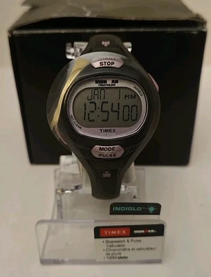 Timex Ironman Essential Pulse Watch Purple Black Digital New Battery T5K187 - image 1 of 4