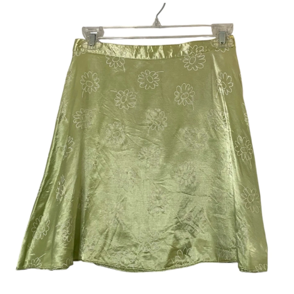 Falda midi floral satinada verde vintage Y2K de Exact Change Fairy Grunge Foto 1 de 4