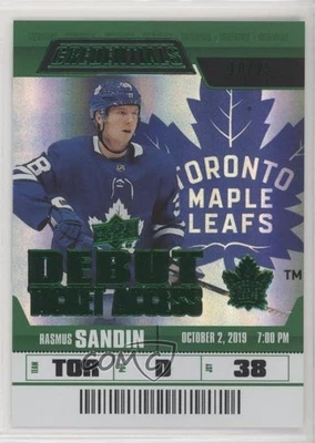 2019-20 Credentials Debut Ticket Access Green /25 Rasmus Sandin #127 Rookie RC - Image 1 of 2