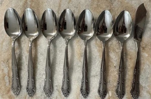 MPF6 EDELSTAHL von Market Place Japan, glänzend, floraler Griff 8-teiliges Set Teelöffel bu - Bild 1 von 5