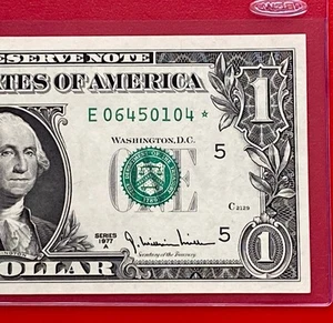 1977-A STAR NOTE $1 DOLLAR BILL ( RICHMOND E ) UNCIRCULATED - Picture 1 of 3