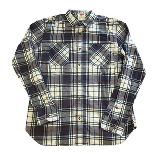 Levi’s Mens Medium Navy Red Grey Plaid Long Sleeve Casual Shirt Button Down - Picture 1 of 8