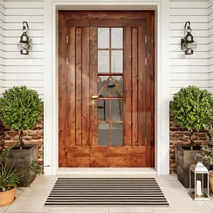Door Mat Outside Entrance Washable Welcome Mat Black and White Outdoor Rug Fa... - Picture 1 of 7
