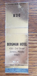 JUNEAU, ALASKA MATCHBOOK COVER: BERGMAN HOTEL EMPTY 1970s MATCHCOVER -A - Picture 1 of 1