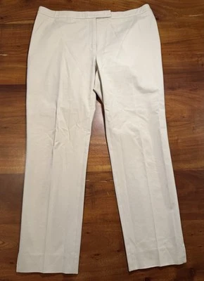 Peserico Sign Women's Beige Cotton Blend Mid Rise Ankle Slit Pants Size 14 - Image 1 of 4