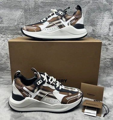 Burberry Shoes Womens Size 36 Dark Birch Brown Check Low Top Sneaker Italy - Image 1 of 4