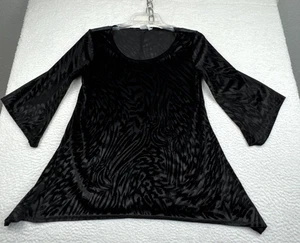 Top de terciopelo para mujer Burnout asimétrico negro manga campana caprichoso hada bruja* - Imagen 1 de 14