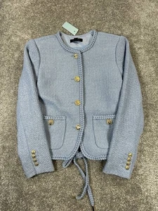Ann Taylor Jacket Womens 00 Petite Blue Knit New - Picture 1 of 9