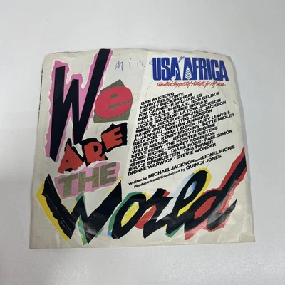 USA For Africa ~ We Are The World/ Grace ~ Columbia PS 45 RPM Record Foto 1 de 4