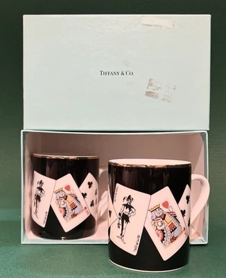 Taza de café de colección Tiffany & Co negra con adornos dorados con caja, juego de 2 Foto 1 de 4