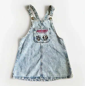 Zara Girls 3-4T Mickey Friends Overall Dress Minnie & Daisy Denim Kids Skirtall - Picture 1 of 5
