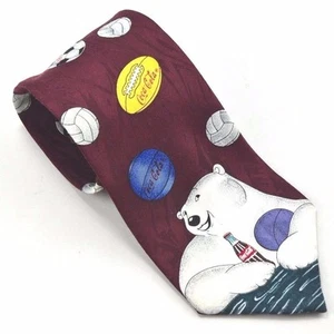 Coca Cola Polar Bear Sports Balls Soccer Basketball Football Neck Tie NEW w/tag - Picture 1 of 3