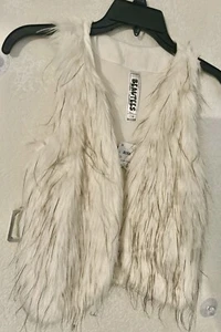 Beautees Girls' Faux Fur Vest, Ivory, Size S (7-8) - Picture 1 of 22