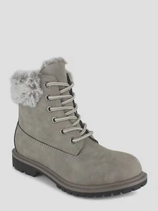 PORTLAND by Portland Boot Company Faux Fur Trim Lace Up Boots, Grey, 8M - Picture 1 of 5