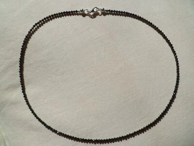 Exklusive Halskette mit Spinell, schwarz facettiert, 40 - 46 cm, 925 Silber - Bild 1 von 3